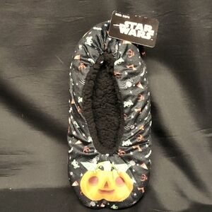 Disney "Baby Yoda" in a Pumpkin Face Stretch Plush Slippers, One Size
